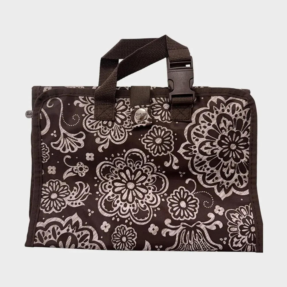 Thirty One Timeless Beauty Travel Cosmetic Bag Brown Floral